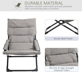 Outsunny Krzesło Składane z Poduszką - Stal Szara 66x94x79cm - Wygodne i Praktyczne
