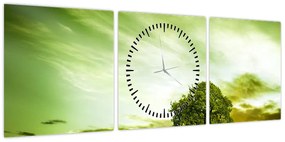 Obraz - Drzewo życia (z zegarem) (90x30 cm)