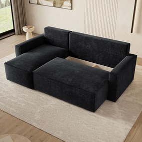 Masseno Narożnik POTARO z funkcją spania i pojemnikiem na pościel Narozniki L, Rozkładana sofa - Czarny, LUMO 80