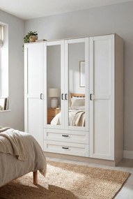 Minimalistyczna szafa z lustrem kaszmir + biały M4-B11