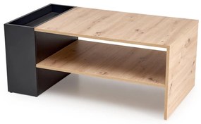 Prostokątna ława z dodatkowymi półkami dąb artisan/czarny 100/55/42 MURCIA