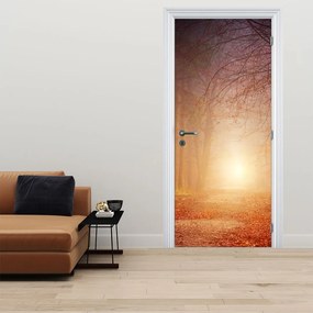 Fototapeta na drzwi - Jesienny las we mgle (95x205cm)