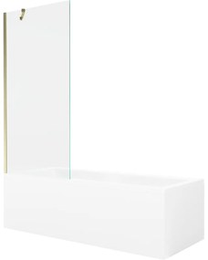 Mexen Cubik wanna prostokątna 170 x 70 cm z obudową i parawanem 1-skrzydłowym 80 cm, transparent, złoty - 550317070X9508000050