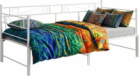 Białe metalowe łóżko rozkładane 90x200 cm D4-D76