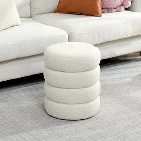 HOMCOM Puf, okrągły, Teddyfleece, do 120kg, Φ40x45H cm, biały | Aosom PL