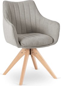 Krzesło Tapicerowane Obrotowe do Salonu LEMON Szare Nowoczesne Skandynawskie