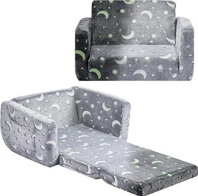 Kanapa SucceBuy dla Dzieci Przekształcalna, Fotel Leżanka 2w1, Składana i Miękka Sofa dla Maluchów, Fosforescencyjna, z Gąbki 28D i Pluszu