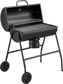 Outsunny Grill węglowy Metal BBQ z pokrywą Termometr Koła Wózek grillowy 95x71,5x102 cm Czarny