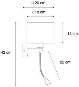 Lampa ścienna brązowa z abażurem z brązowego weluru 18 cm - Brescia klasyczny/Antyczny Oswietlenie wewnetrzne