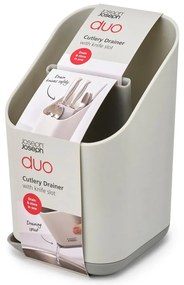 Jasnoszary plastikowy ociekacz na sztućce 12x11 cm Duo – Joseph Joseph