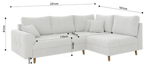 Biały narożnik z materiału bouclé (prawostronny/w kształcie litery L) Ariella – Ropez