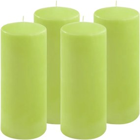 Zestaw słupkowych świec, 25 cm, Ø 10 cm, jasnozielony, 4 szt