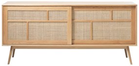 Niska komoda w dekorze dębu z drzwiami przesuwnymi w naturalnym kolorze 180x80 cm Barrali – Unique Furniture