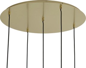 Lampa wisząca w stylu Hotel Chic, mosiądz z niebiesko-zielonym szkłem, 5-punktowa - Qara