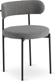 Krzesło Tapicerowane do Salonu TULSA Szare Boucle Nowoczesne