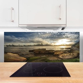 Szkło Dekoracyjne do Kuchni Panorama Portowego Miasta