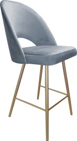 Hoker POLO krzesło barowe tkanina Welur podstawa metalowa hoker do kuchni : Kolor nogi - Złota stożek, Kolor tkaniny - VELVET - BL06, Typ siedziska - Siedzisko stałe