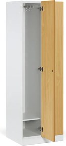 Szafka ubraniowa S1, 2-drzwiowa, 1850 x 600 x 500 mm, demontaż, zamek mechaniczny na kod, drzwi laminowane, biała