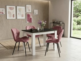 Krzesło do jadalni MANGO VELVET z czarnymi nogami, ciemnoróżowe