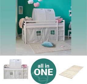 Łóżko piętrowe 90x200 cm białe szare