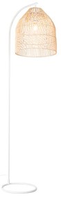 Lampa podłogowa rustykalna biała z rattanu - Sam