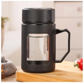 Szklana butelka z uchwytem BREW 500 ml, czarna