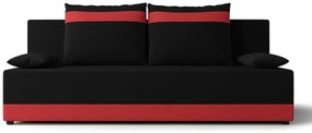 Czarno-czerwona sofa rozkładana z pojemnikiem D7-K62