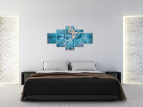 Obraz - Syrenka z delfinami (125x70 cm)