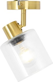 Plafon art deco złoty ze szklanym kloszem regulowanym - Laura