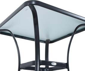 Outsunny Stół Ogrodowy Bistro z Szkła Hartowanego i Metalu Czarny Kwadratowy 68 5x68 5x84 cm Elegancki | Aosom PL