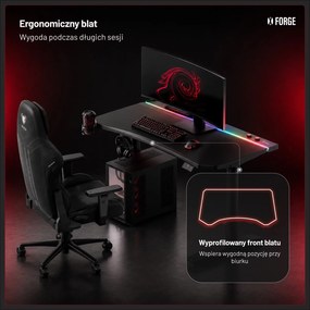 Biurko gamingowe elektryczne RGB Diablo X-Forge, 120x70 cm, czarne
