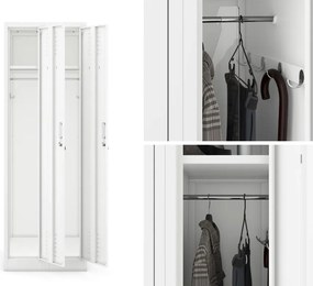 Dwudrzwiowa szafa BHP wąska 60x50x180 cm Kacper 2, biała