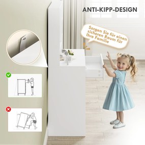 HOMCOM Toaletka z Lustrami, Szafa, 3-stopniowa Półka Boczna, Płyta Wiórowa, Biała