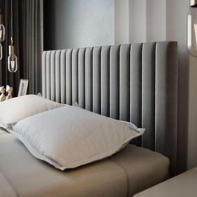 Masseno Łóżko kontynentalne BRESEL z pojemnikiem na pościel 140x200 cm - Jasnoszary, PAROS 05