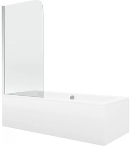 Mexen Cube wanna prostokątna 180 x 80 cm z obudową i parawanem 1-skrzydłowym 75 cm, transparent, chrom - 550518080X9007510100