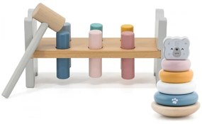 Viga polarb zestaw drewniana piramidka + przebijanka z młoteczkiem miś polarny montessori