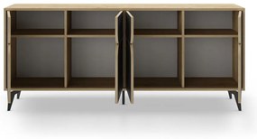 Czarna niska komoda w dekorze dębu 185x79 cm Nola – Marckeric
