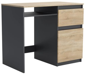 Biurko komputerowe młodzieżowe szkolne 90 cm REMI1 Antracyt/Dąb Sonoma