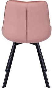 Krzesło Tapicerowane do Salonu RICK Różowe Welurowe Nowoczesne Loft
