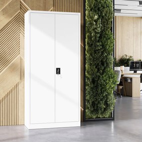 Szafa na dokumenty biurowa metalowa biała: JAN H, 900 x 1950 x 400 mm