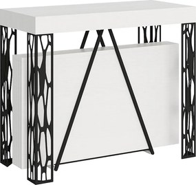 Konsola rozkładana 90x40/196 cm Kerpa Small frassino biała rama w kolorze antracytu