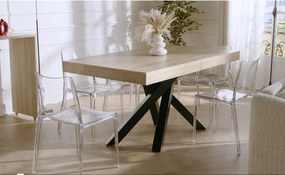 Stół do jadalni rozkładany dla 6 do 10 osób z MDF i metalu - Naturalny i biały - CATONAV