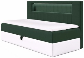Ciemnozielone jednoosobowe łóżko kontynentalne LED 3 rozmiary C4-F77