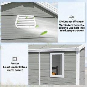 Outsunny Schowek na narzędzia, 4,1m², domek ogrodowy z dachem dwuspadowym, 240 x 190 x 180/228 cm