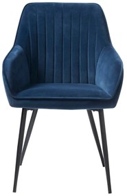Ciemnoniebieskie aksamitne krzesła z podłokietnikami zestaw 2 szt. Nolan Stripe – Unique Furniture