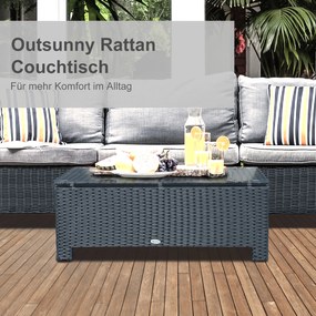 Outsunny Stolik Boczny Ogrodowy z Technorattanu Czarny Praktyczny Design 85x50x39cm | Aosom PL