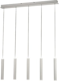 Lampa wisząca Fabas Luce Prado 5-punktowa - 33W ściemnialna LED - matowa biel, design liniowy