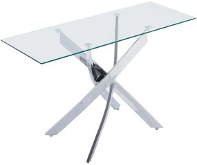 Konsola ze szkła hartowanego i chromowanego metalu - Transparentna - COSIMA