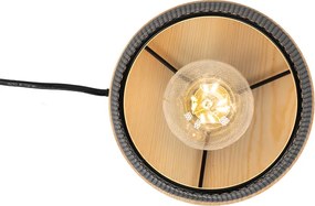 Designerska lampa stołowa czarna z drewnem - Bosk