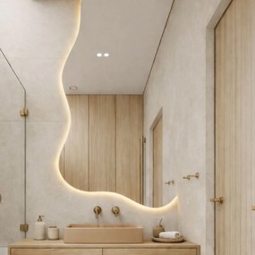 Lustro asymetryczne z podświetleniem FLOW Corner LED | Różne rozmiary | Różne kolory : Kolor tafli szkła - Brąz, Rozmiar - 80 x 143 cm, Wersja - Prawa